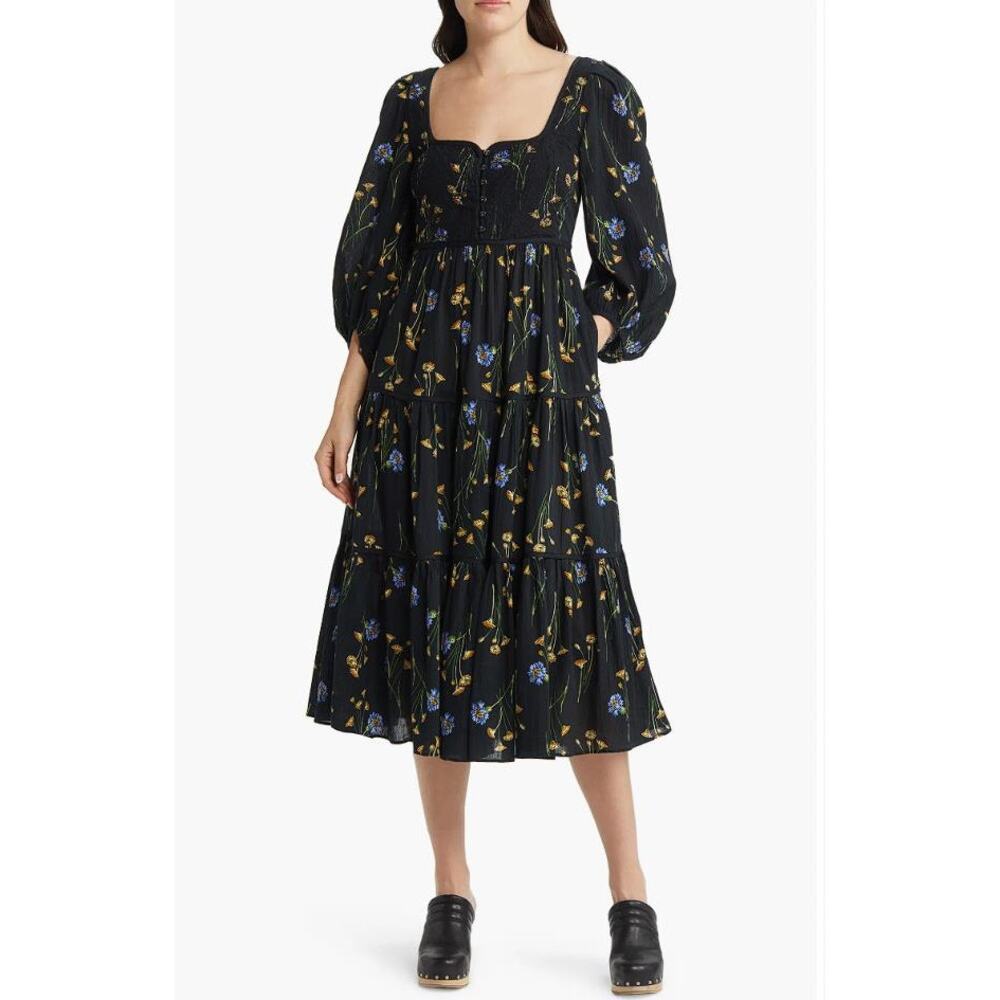 MADEWELL Women's Xiomara Floral Print Long Sleeve Cotton Dress Size 0